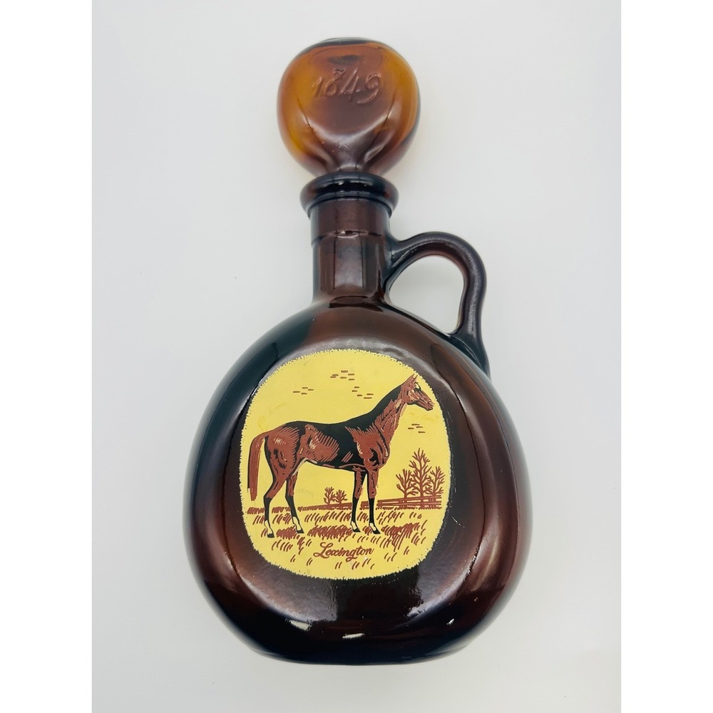 Vintage 1965 Old Fitzgerald Flagship Decanter Amber Glass Lexington Horse 1849